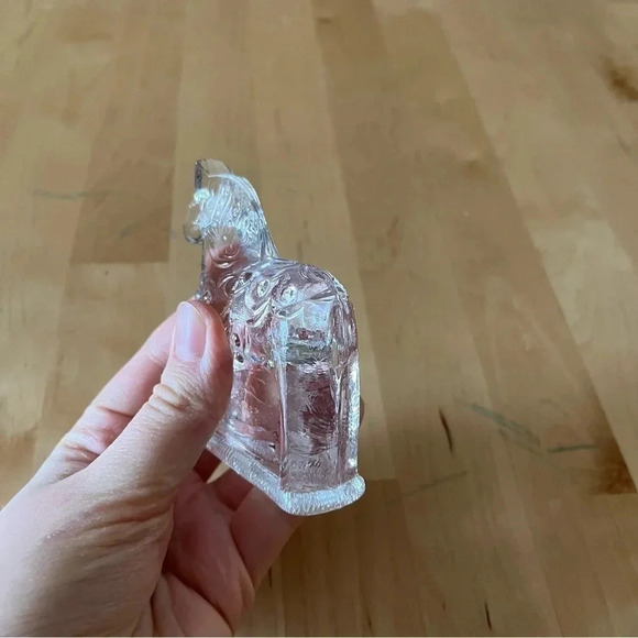 LINDSHAMMAR Sweden Art Crystal Clear Glass Dala Horse Paperweight 3.25” Tall - Picture 5 of 10